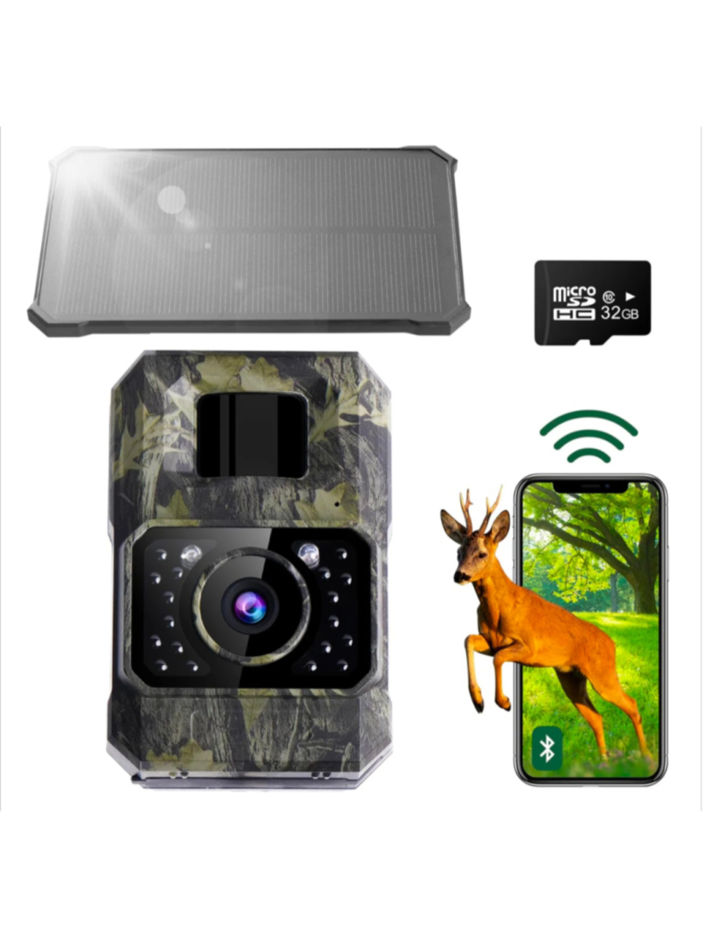 Assark Wildlife Trail Camera with Solar Panel, One Size, Green/Brown